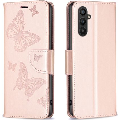 Mobigear Butterfly Samsung Galaxy A24 Hülle Klapphülle Geldbörse - Roségold