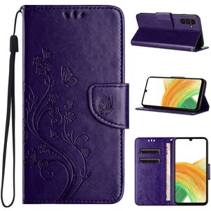 Mobigear Flowers Samsung Galaxy A35 Hülle Klapphülle Geldbörse - Lila