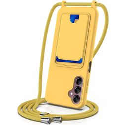 Mobigear Lanyard Card Samsung Galaxy S24 FE Silikon Handykette mit Kartenhalter - Gelb