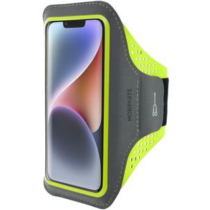 Mobiparts Comfort Fit Handyhalterung Joggen iPhone 14 Sporthülle Neopren Sportarmband - Neon Green