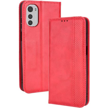 Mobigear Sensation Motorola Moto E32 Hülle Klapphülle Geldbörse - Rot