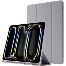 Mobigear Tri-Fold Gel iPad Pro 11 Zoll (2024) Hülle TPU,Kunstleder Klapphülle + Stifthalter - Grau