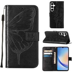 Mobigear Butterfly Samsung Galaxy A35 Hülle Klapphülle Geldbörse - Schwarz
