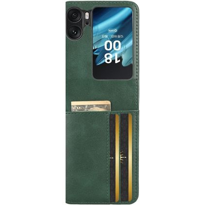 Mobigear Excellent Wallet OPPO Find N2 Flip Hülle Hardcase Backcover - Grün