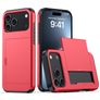 Mobigear Card iPhone 18 Pro Hülle Hardcase Backcover Stoßfest mit Kartenhalter - Rot