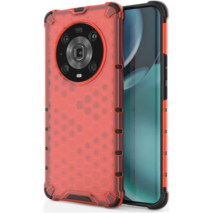 Mobigear Honeycomb HONOR Magic 4 Pro Hülle Hardcase Backcover Stoßfest - Rot