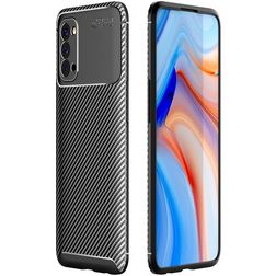 Mobigear Racing OPPO Reno 4 Hülle Flexibles TPU Backcover - Schwarz