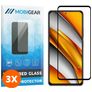 Mobigear Premium POCO F3 Panzerglas Gehärtetes Glas Displayschutz - Hüllenfreundlich - Schwarz (3er Pack)