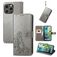 Mobigear Clover iPhone 15 Pro Hülle Klapphülle Geldbörse - Grau