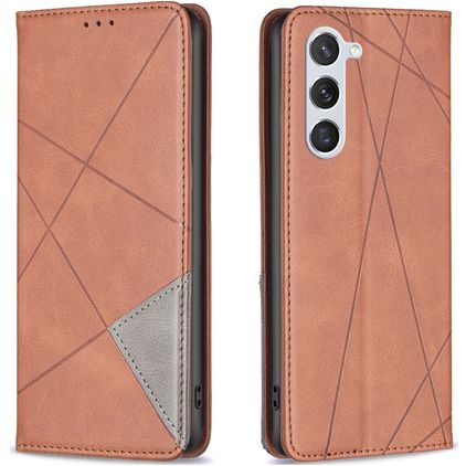 Mobigear Rhombus Slim Samsung Galaxy S23 Hülle Klapphülle - Braun