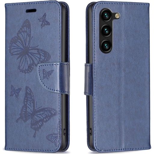 Mobigear Butterfly Samsung Galaxy S23 Plus Hülle Klapphülle Geldbörse - Blau