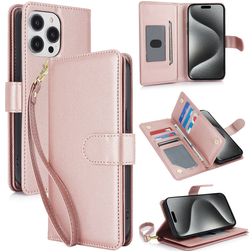 Mobigear Wallet iPhone 15 Pro Klapphülle Portemonnaie - Roségold