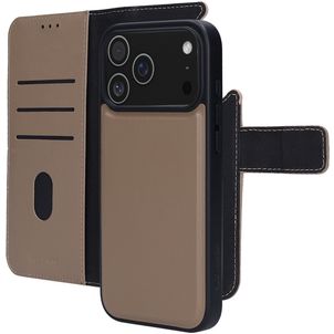 Mobiparts iPhone 17 Pro Max Hülle Echtes Leder Abnehmbare 2in1 Klapphülle Geldbörse - Taupe