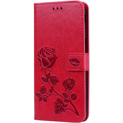 Mobigear Roses Samsung Galaxy J6 Plus Klapphülle Portemonnaie - Rot