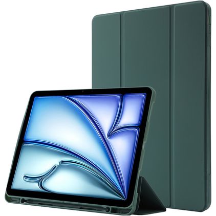 Mobigear Tri-Fold Gel iPad Air 11 Zoll (2025) Hülle TPU,Kunstleder Klapphülle + Stifthalter - Grün