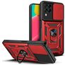Mobigear Armor Ring Cam Slide Samsung Galaxy M53 Hülle Hardcase Backcover Stoßfest mit Ringhalter - Rot