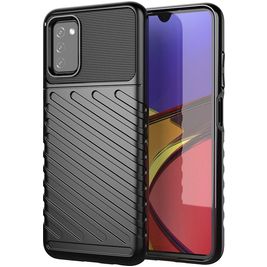 Mobigear Groove Samsung Galaxy A03s Hülle Flexibles TPU Backcover - Schwarz