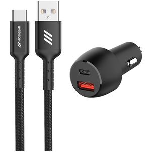 Mobigear Essentials Dual USB / USB-C Auto Ladegerät USB-C 1 Meter Power Delivery 48W - Schwarz