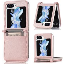 Mobigear Excellent Samsung Galaxy Z Flip 5 Hülle Hardcase Backcover mit Kartenhalter - Roségold