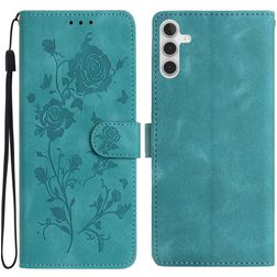 Mobigear Flowers Samsung Galaxy A17 Hülle Klapphülle Geldbörse - Grün