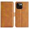 Mobigear Slim Magnet iPhone 15 Hülle Klapphülle Geldbörse - Cognac
