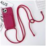 Mobigear Lanyard Card iPhone 15 Pro Max Silikon Handykette mit Kartenhalter - Weinrot