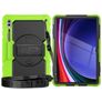 Mobigear SureGrip Xtreme Samsung Galaxy Tab S9 Ultra Hülle Kunststoff,Silikon Backcover + Schulterträger + Ständer - Schwarz / Grün