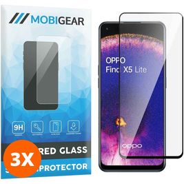 Mobigear Premium OPPO Find X5 Lite Panzerglas Gehärtetes Glas Displayschutz - Hüllenfreundlich - Schwarz (3er Pack)