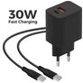 Mobiparts Wall Charger Dual USB / USB-C USB-C 1 Meter Power Delivery 30W 3A - Schwarz