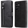 Mobigear Zipper Samsung Galaxy S23 Ultra Hülle Klapphülle Geldbörse - Schwarz