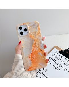 Mobigear Marble iPhone 12 Pro Max Hülle Flexibles TPU Backcover - Orange