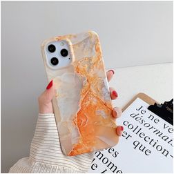 Mobigear Marble iPhone 12 Pro Max Hülle Flexibles TPU Backcover - Orange