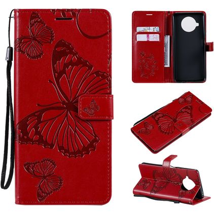 Mobigear Butterfly Xiaomi Mi 10T Lite Hülle Klapphülle Geldbörse - Rot