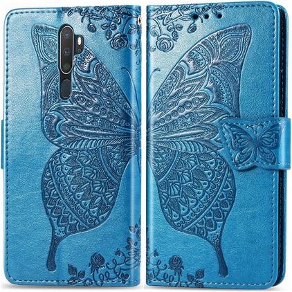 Mobigear Butterfly OPPO A5 (2020) Hülle Klapphülle Geldbörse - Blau