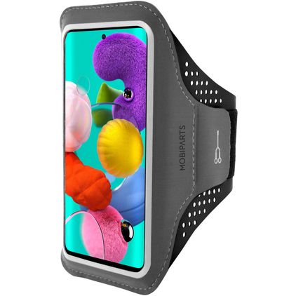 Mobiparts Comfort Fit Handyhalterung Joggen Samsung Galaxy A51 Sporthülle Neopren Sportarmband - Schwarz
