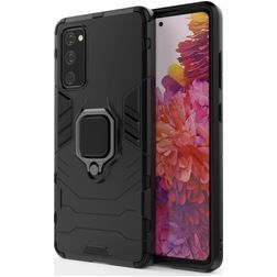 Mobigear Armor Ring Samsung Galaxy S20 FE Hülle Hardcase Backcover Stoßfest mit Ringhalter - Schwarz