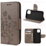 Mobigear Flowers iPhone 12 Pro Hülle Klapphülle Geldbörse - Grau