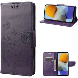 Mobigear Flowers Samsung Galaxy M23 Hülle Klapphülle Geldbörse - Lila