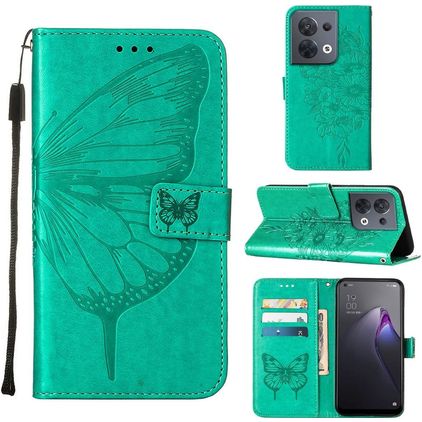 Mobigear Butterfly OPPO Reno 8 5G Hülle Klapphülle Geldbörse - Grün