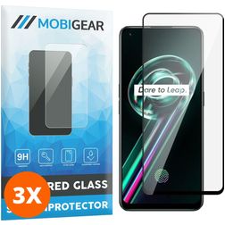 Mobigear Premium Realme 9 Pro Plus Panzerglas Gehärtetes Glas Displayschutz - Hüllenfreundlich - Schwarz (3er Pack)