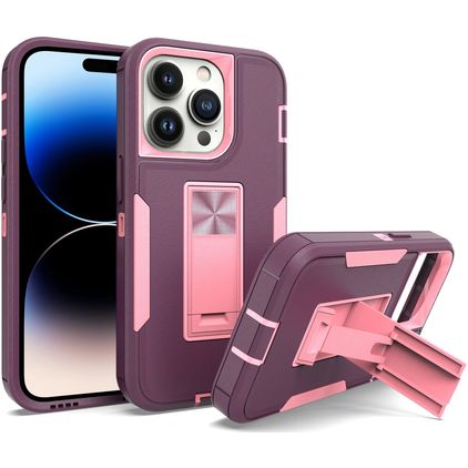 Mobigear Heavy Armor Stand iPhone 14 Pro Hülle Hardcase Backcover Stoßfest mit Ständer - Lila