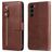 Mobigear Zipper Samsung Galaxy S23 Hülle Klapphülle Geldbörse - Braun