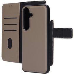 Mobiparts Samsung Galaxy S25 Hülle Echtes Leder Abnehmbare 2in1 Klapphülle Geldbörse - Taupe
