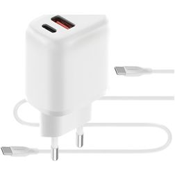 Mobiparts Dual USB / USB-C Ladegerät USB-C 1 Meter Power Delivery 20W 3A - Weiß
