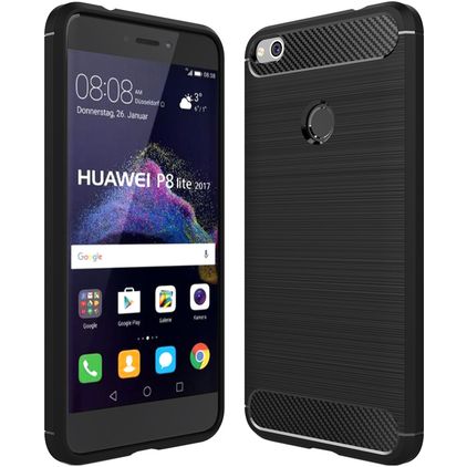 Mobigear Brushed Slim Huawei P8 Lite (2017) Hülle Flexibles TPU Backcover - Schwarz