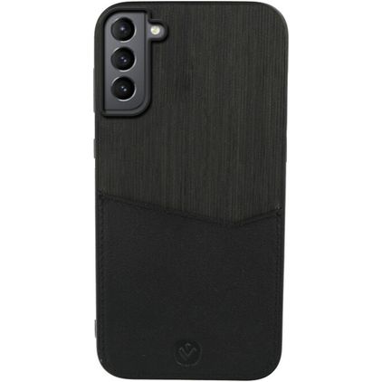Valenta Card Slot Samsung Galaxy S21 Plus Hülle Echtes Leder Backcover mit Kartenhalter - Schwarz