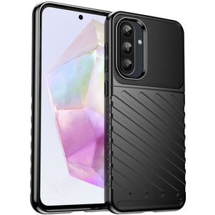 Mobigear Groove Samsung Galaxy A56 Hülle Flexibles TPU Backcover - Schwarz