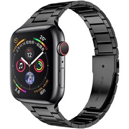 Mobigear Lissabon Edelstahl Apple Watch Armband Faltschließe - 49/46/45/44 mm - Schwarz