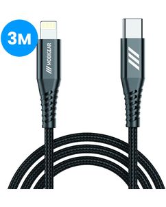 Mobigear Nylon USB-C auf Apple Lightning Kabel MFI 3 m - Schwarz