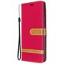 Mobigear Fabric Samsung Galaxy A21 Hülle Stoff Klapphülle Geldbörse - Rot